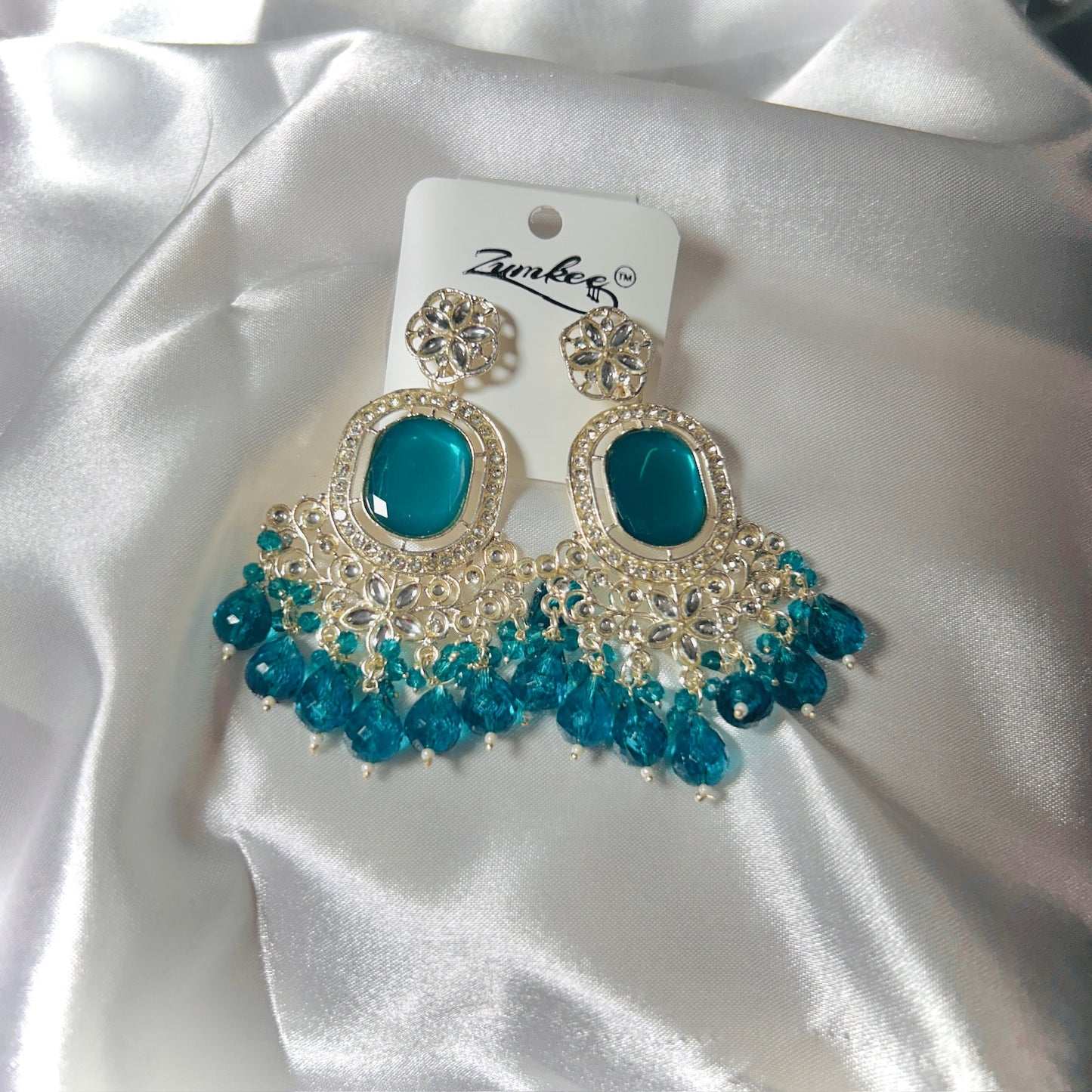 Royal Blue Stone Jhumka-Style Earrings✨