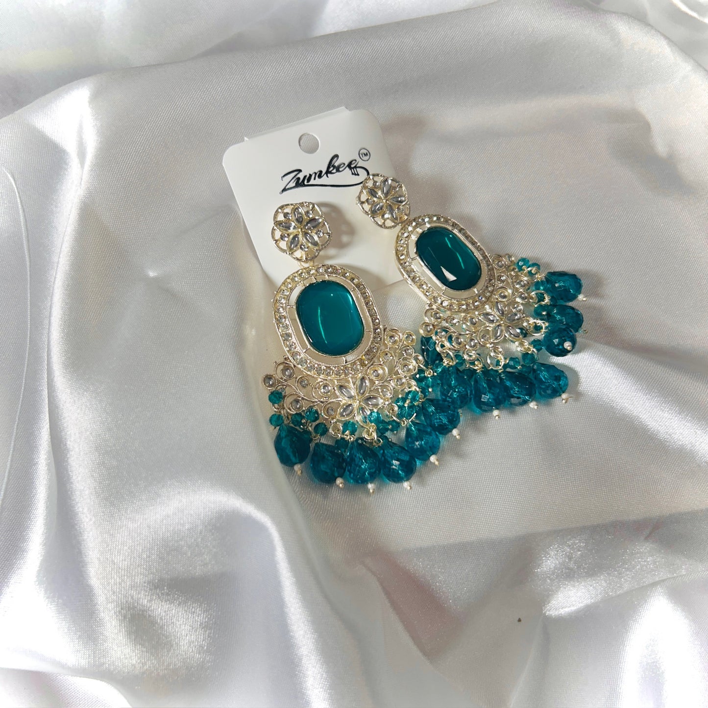 Royal Blue Stone Jhumka-Style Earrings✨