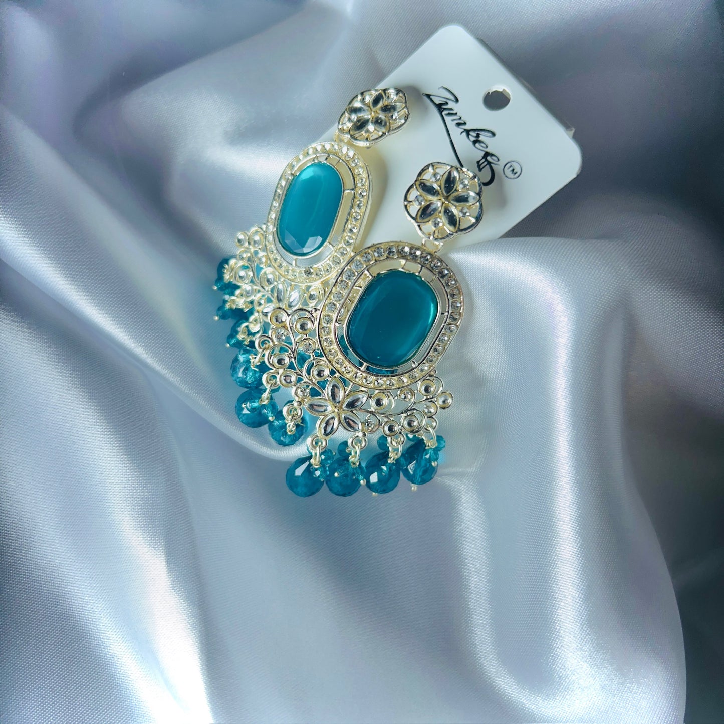 Royal Blue Stone Jhumka-Style Earrings✨