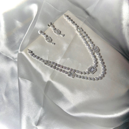 Radiant Double-Layer Diamond Look Necklace Set ✨